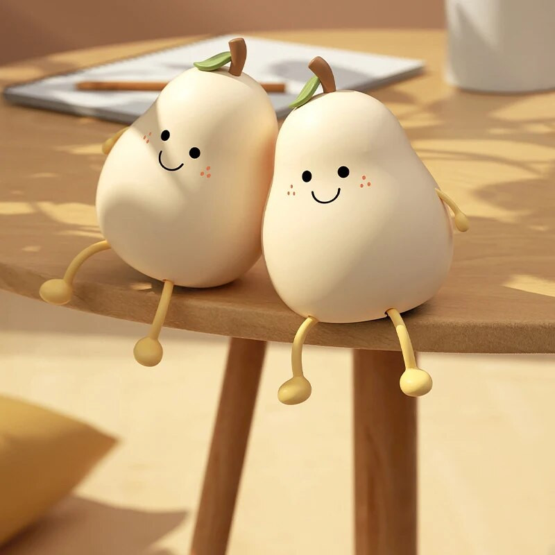 Led Fruit naktinis apšvietimas Silikono kriaušės braškių nuotaikos lempa Pritemdoma miegamojo lovos dekoras Mergaitės dovana Super mielas kūdikių naktinis žibintas