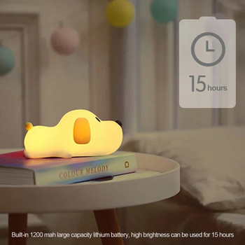 Cute Puppy Dog Touch Senor Night Light Силиконова димируема атмосферна лампа Деца Деца Празничен подарък Спяща спалня Нощни лампи