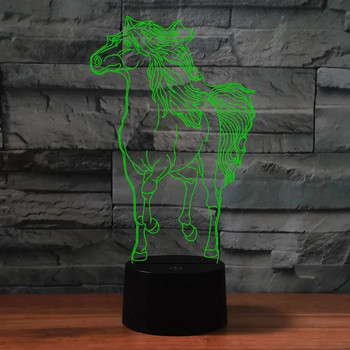 Nightn Horse 3D Illusion Φωτιστικό LED Νυχτερινό Φως για Παιδικό Διακόσμηση Ακρυλικό USB Παιδικά Νυχτερινά Δώρο γενεθλίων Χριστουγέννων