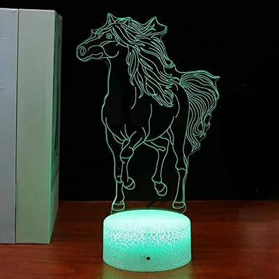 Nightn Horse 3D illúziós lámpa LED éjszakai lámpa gyerekeknek hálószoba dekoráció akril USB gyermek éjszakai lámpák születésnapi karácsonyi ajándék