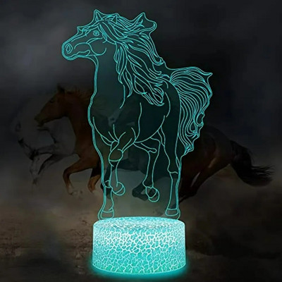 Noćni konj 3D lampa za iluziju LED noćno svjetlo za dječju spavaću sobu Dekoracija akrilne USB dječje noćne svjetiljke Rođendanski božićni dar