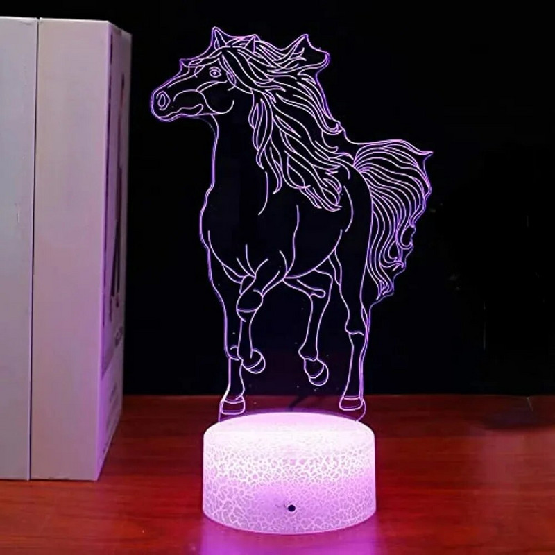 Noćni konj 3D lampa za iluziju LED noćno svjetlo za dječju spavaću sobu Dekoracija akrilne USB dječje noćne svjetiljke Rođendanski božićni dar