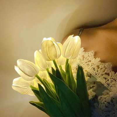 10/15 ΤΕΜ. LED Tulip Night Light Επιτραπέζιο φωτιστικό κομοδίνο Ατμόσφαιρα ρομαντικό τεχνητά λουλούδια Δώρο γενεθλίων Διακόσμηση δωματίου υπνοδωματίου