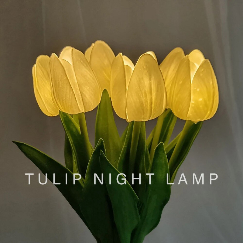 10/15 KOM LED Tulipan Noćna svjetiljka Stolna lampa Noćna lampa Atmosfera Romantično umjetno cvijeće Rođendanski dar Dekoracija spavaće sobe