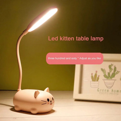 Επιτραπέζιο φωτιστικό 11 τύπων Cartoon Cute Pet Cat Night Light Usb Επαναφορτιζόμενο επιτραπέζιο φωτιστικό Led Παιδική προστασία ματιών Ζεστό λευκό φωτιστικό γραφείου