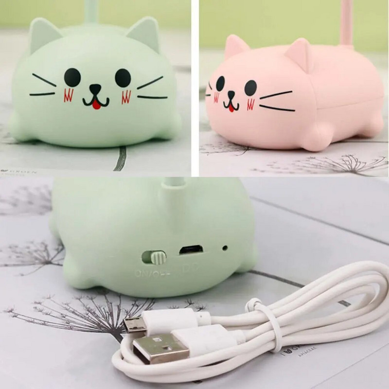 11 tipova stolne svjetiljke Noćna svjetiljka s crtićem, slatki ljubimac, mačka, USB punjiva led stolna svjetiljka Zaštita dječjih očiju Topla bijela stolna svjetiljka