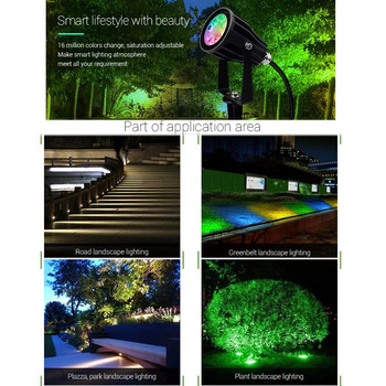 FUTC04 6W RGB+CCT Интелигентна LED градинска лампа IP66 AC 100v~220V за външно зелено пространство/парк/път/декорация на ландшафта