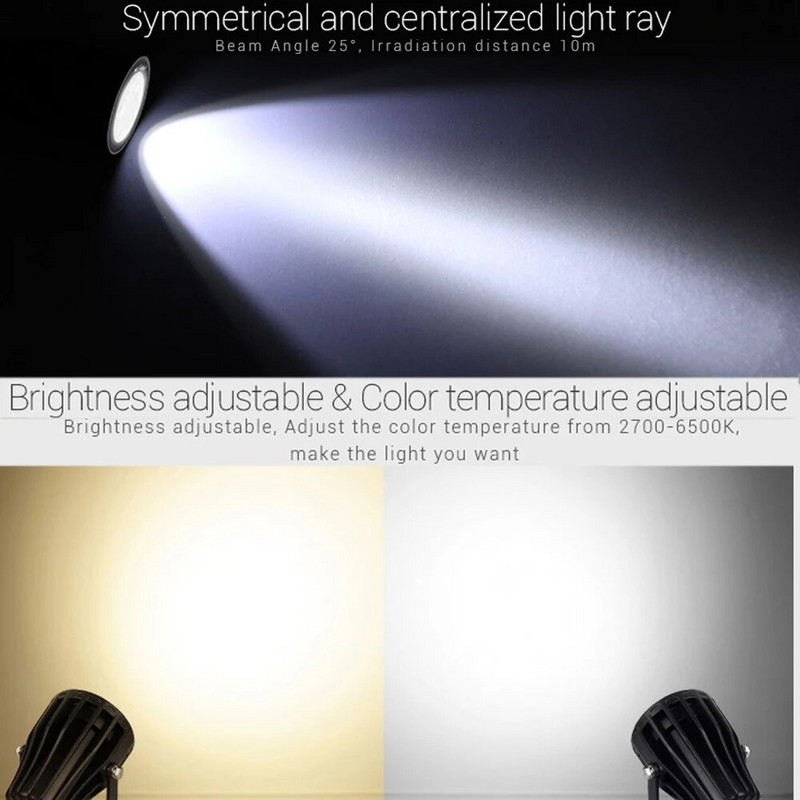 FUTC04 6W RGB+CCT Smart LED kerti lámpatestek IP66 AC 100v~220V kültéri zöldterület/park/út/növényi táj dekorációhoz