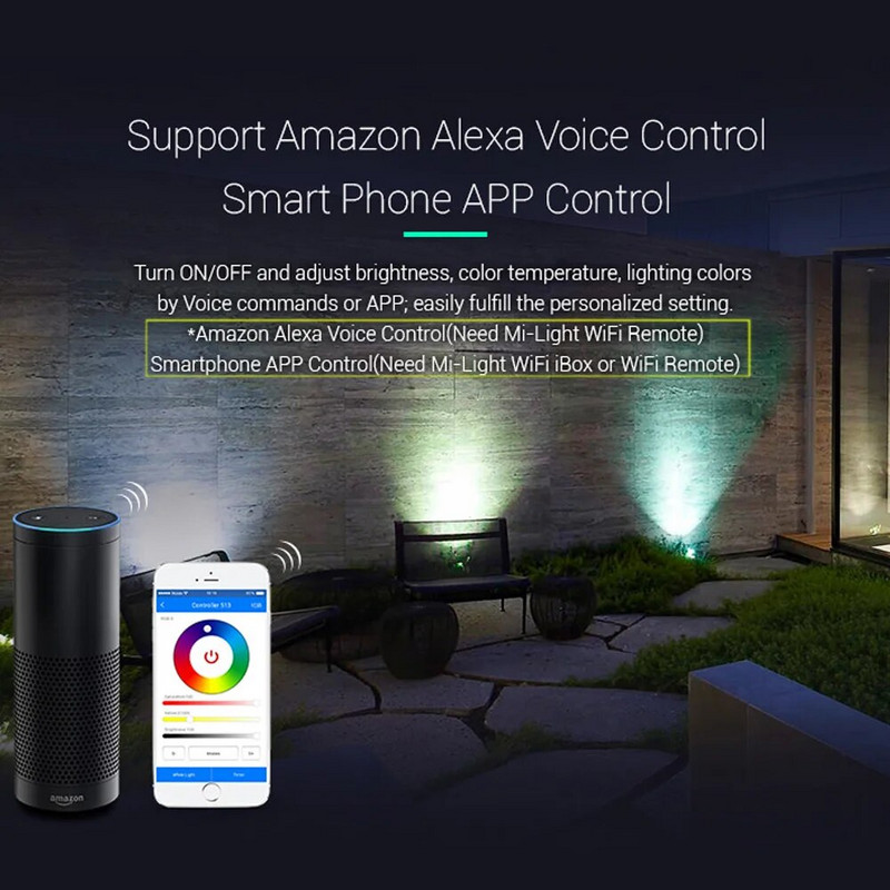 FUTC04 6W RGB+CCT Smart LED kerti lámpatestek IP66 AC 100v~220V kültéri zöldterület/park/út/növényi táj dekorációhoz
