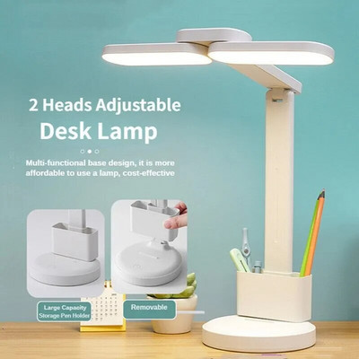 LED-es asztali lámpa, érintéssel szabályozható, védőszemű asztali lámpa hálóteremben, dolgozószobában, USB-s újratölthető tolltartós asztali lámpa