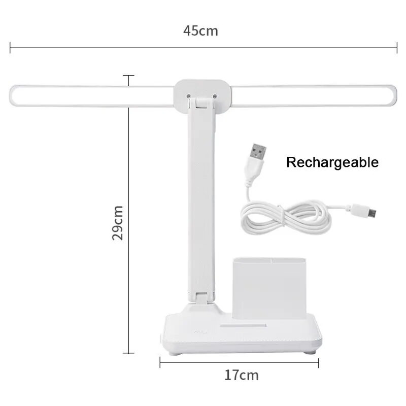 LED stalinė lempa Jutiklinis pritemdomas apsauginis akių stalinis apšvietimas bendrabučio miegamajame Studijų skaitymo USB įkraunamas rašiklio talpyklos stalinis šviestuvas