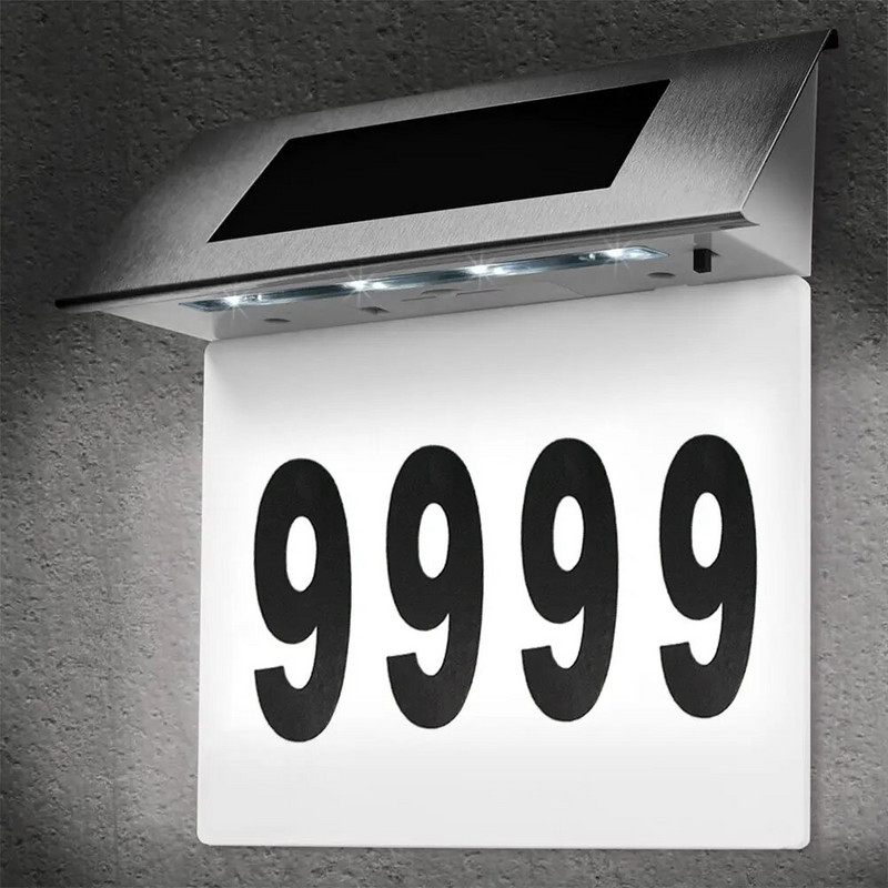 Solarna svjetiljka za brojeve na vratima LED lampa za ploču na vratima Nehrđajuće vanjsko svjetlo za brojeve na trijemu s pozadinskim osvjetljenjem Uređenje doma