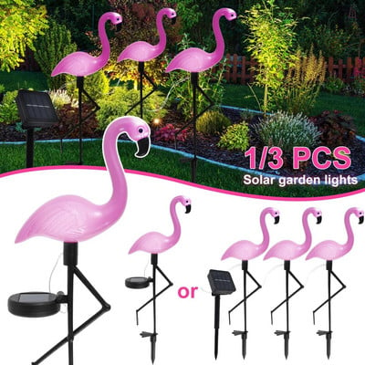 Μεταλλικό Flamingo Garden Decor Solar Lights Outdoor Garden Lights Pathway Ροζ πάσσαλο Flamingo με φώτα LED Διακόσμηση γκαζόν στην πίσω αυλή