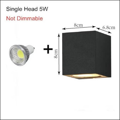 Szabályozható LED fali lámpák felfelé lefelé 5W 10W vízálló, felületre szerelt kockakerti veranda lámpa GU10 LED izzóval