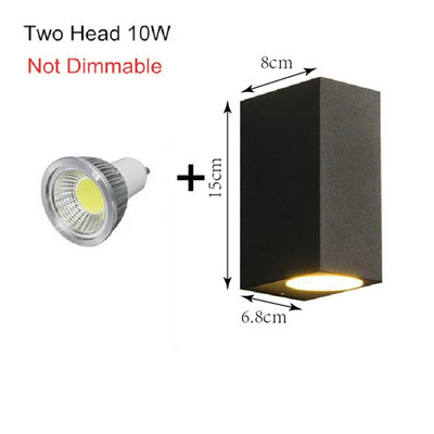 Szabályozható LED fali lámpák felfelé lefelé 5W 10W vízálló, felületre szerelt kockakerti veranda lámpa GU10 LED izzóval