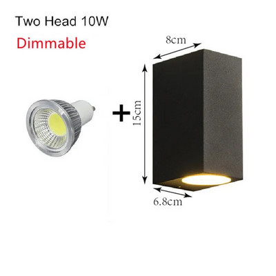Szabályozható LED fali lámpák felfelé lefelé 5W 10W vízálló, felületre szerelt kockakerti veranda lámpa GU10 LED izzóval