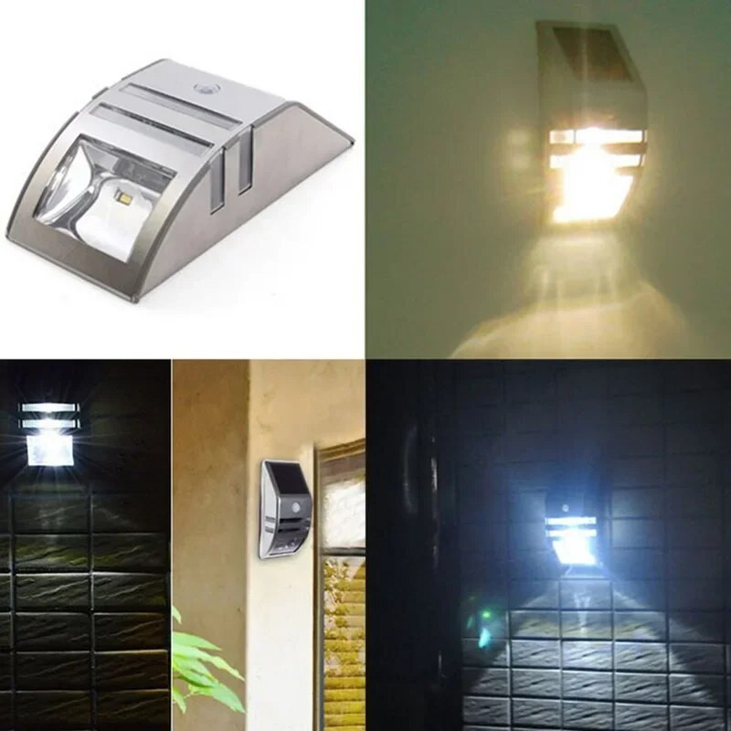 LED rozsdamentes acél napelemes lámpa vízálló PIR mozgásérzékelő kerti udvari világításhoz kültéri fali lámpa fekete ezüst