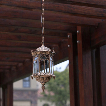 SANDIY Външна висяща лампа Ретро Висяща лампа Винтидж Градина Luminaria за балкон Хотел Ресторант Веранда Екстериорно дворно осветление