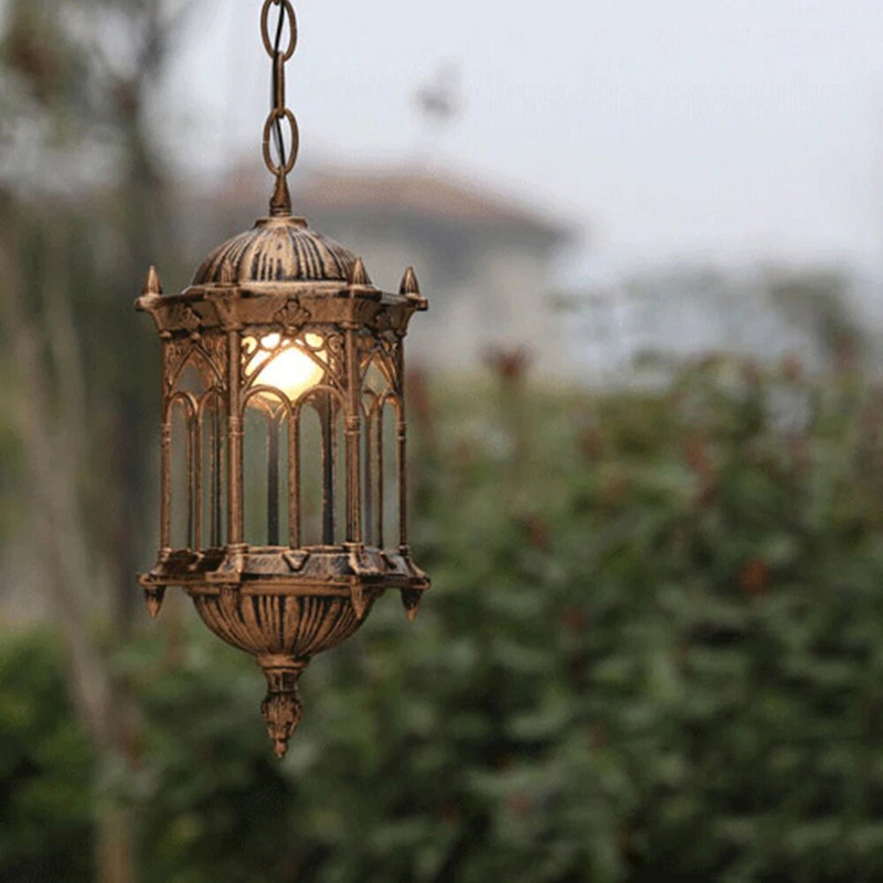 SANDIY Външна висяща лампа Ретро Висяща лампа Винтидж Градина Luminaria за балкон Хотел Ресторант Веранда Екстериорно дворно осветление