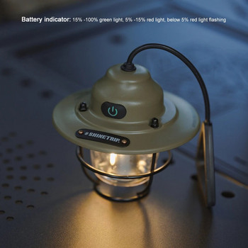 Преносимо къмпинг осветление USB акумулаторна кука Къмпинг фенер Безстепенно затъмняване Външно водоустойчиво осветление за палатка Аварийна лампа