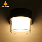 Aplică de perete cu LED-uri de 9W, rezistentă la apă, în aer liber, balcon, cu un singur cap, pătrat rotund, din aluminiu, negru