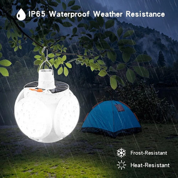 Соларна къмпинг светлина LED акумулаторен фенер с висяща кука Сгъваема електрическа крушка Преносима лампа за палатка за дома, палатката, на открито