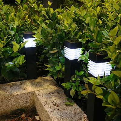 4 vnt Saulės tako lempa LED šviesa lauko vandeniui atspari saulės energija varoma vejos lempa kraštovaizdžio LED šviestuvai, skirti sodo įvažiavimui