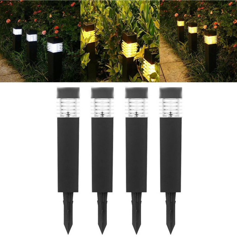 4 vnt Saulės tako lempa LED šviesa lauko vandeniui atspari saulės energija varoma vejos lempa kraštovaizdžio LED šviestuvai, skirti sodo įvažiavimui