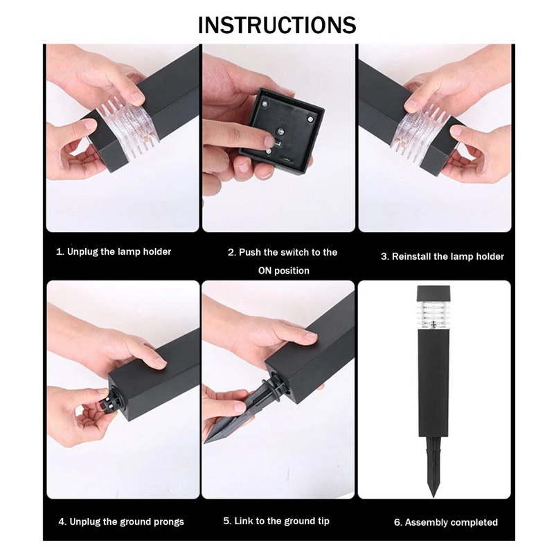 4 vnt Saulės tako lempa LED šviesa lauko vandeniui atspari saulės energija varoma vejos lempa kraštovaizdžio LED šviestuvai, skirti sodo įvažiavimui
