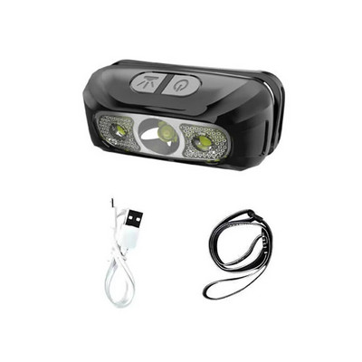 LED-anduriga esilamp Uus USB-laetav tugev valgus, laineline induktsioon veekindel kalapüügi esilatern Sisseehitatud liitiumaku pea