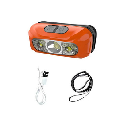 LED-anduriga esilamp Uus USB-laetav tugev valgus, laineline induktsioon veekindel kalapüügi esilatern Sisseehitatud liitiumaku pea