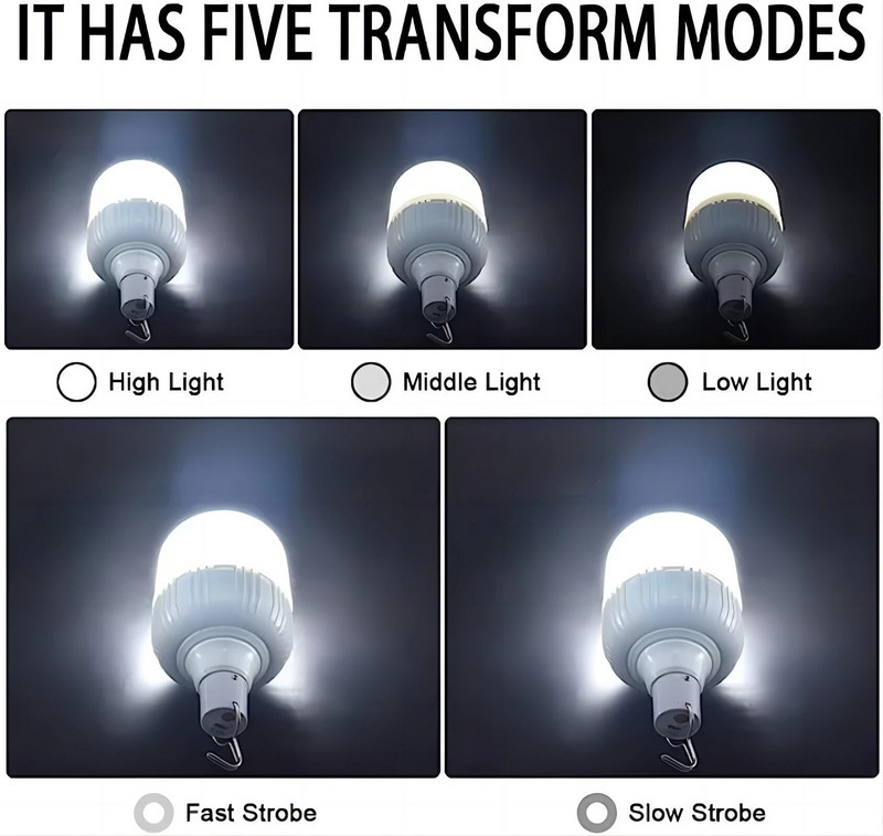 Prijenosna USB punjiva svjetla za kampiranje Vanjska LED svjetiljka za hitne slučajeve Žarulja Lampa velike snage Žarulja Baterijska lampa Rasvjeta za šatore za roštilj