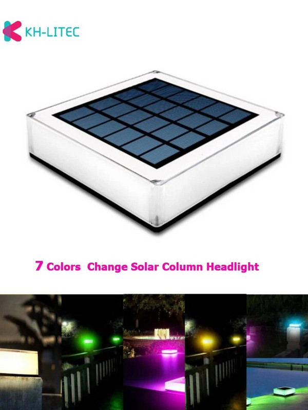 LED saulės stulpelio žibinto šviesa lauko vandeniui atspari spalvinga saulės lempos kolonėlės galvutė naktinė lemputė sodo tvoros kraštovaizdžio dekoravimui