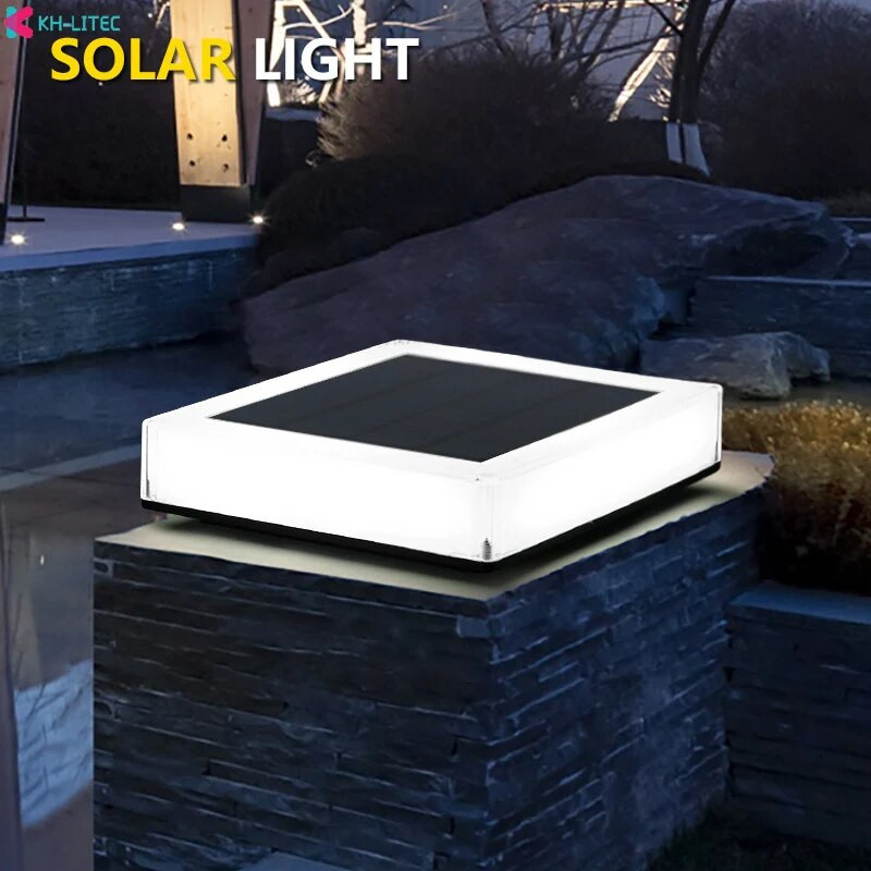 LED saulės stulpelio žibinto šviesa lauko vandeniui atspari spalvinga saulės lempos kolonėlės galvutė naktinė lemputė sodo tvoros kraštovaizdžio dekoravimui