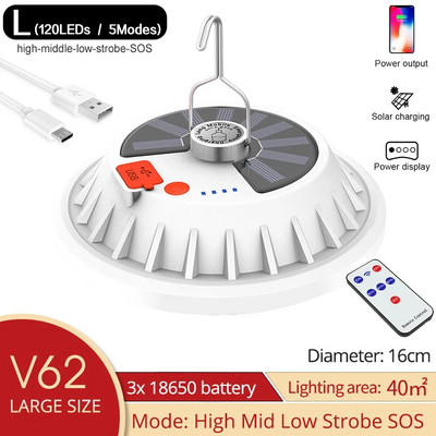 Solarna punjiva LED svjetiljka za kampiranje, žarulja, daljinski upravljač, lampa za punjenje, prijenosna noćna svjetiljka za hitne slučajeve, vanjska kuća