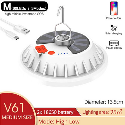 Solarna punjiva LED svjetiljka za kampiranje, žarulja, daljinski upravljač, lampa za punjenje, prijenosna noćna svjetiljka za hitne slučajeve, vanjska kuća