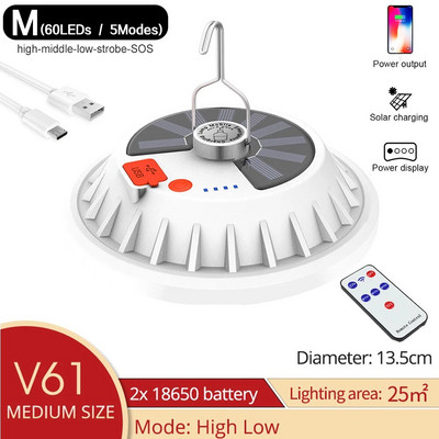 Solarna punjiva LED svjetiljka za kampiranje, žarulja, daljinski upravljač, lampa za punjenje, prijenosna noćna svjetiljka za hitne slučajeve, vanjska kuća