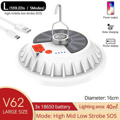 Solarna punjiva LED svjetiljka za kampiranje, žarulja, daljinski upravljač, lampa za punjenje, prijenosna noćna svjetiljka za hitne slučajeve, vanjska kuća