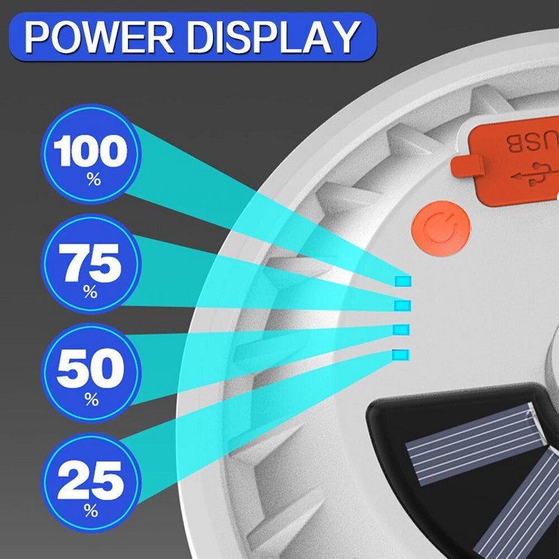 Solarna punjiva LED svjetiljka za kampiranje, žarulja, daljinski upravljač, lampa za punjenje, prijenosna noćna svjetiljka za hitne slučajeve, vanjska kuća