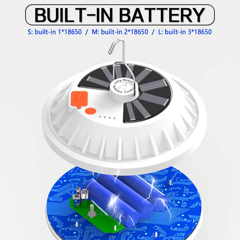 Solarna punjiva LED svjetiljka za kampiranje, žarulja, daljinski upravljač, lampa za punjenje, prijenosna noćna svjetiljka za hitne slučajeve, vanjska kuća
