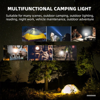 Соларен фенер Светлина за къмпинг Външно осветление Акумулаторна лампа Мощно фенерче Оборудване за палатка Консумативи Крушка Преносими светлини