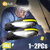 1 ~ 2 buc. Senzor de lumină de lucru COB LED Lanternă de camping Lanternă de exterior Lanternă de cap reîncărcabilă prin USB Lanternă 5 moduri
