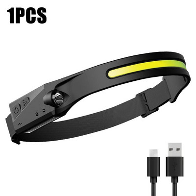 1 ~ 2 buc. Senzor de lumină de lucru COB LED Lanternă de camping Lanternă de exterior Lanternă de cap reîncărcabilă prin USB Lanternă 5 moduri