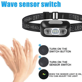 Мини LED сензорен фар Сензор за движение на тялото Фарове Вградена батерия USB акумулаторна външна водоустойчива фенерче за къмпинг