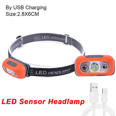 Mini LED jutiklis priekinio žibinto korpuso judesio jutiklis priekinis žibintas Integruotas akumuliatorius USB įkraunamas lauko vandeniui atsparus stovyklavimo žibintuvėlis