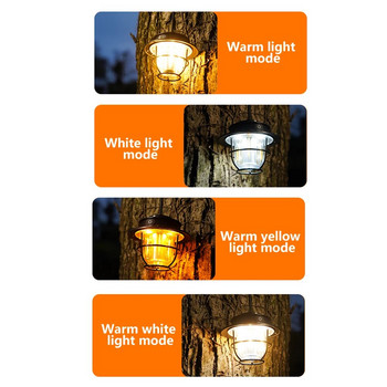 Ретро преносим къмпинг фенер Външна ретро лагерна лампа 4 режима на осветяване Палатка Висящи светлини за туризъм на открито Двор за катерене