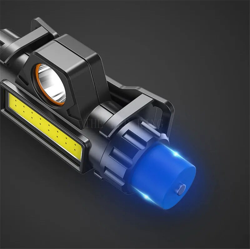 Kaasaskantav mini-võimas esilatern USB Laetav LED-esitule korpus, taskulamp Sisseehitatud liitiumakuga taskulamp