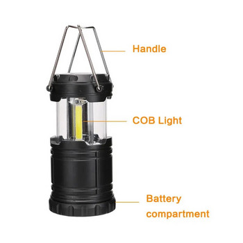 Мини 3*COB лампа за палатка LED преносим фенер TelescopicTorch Лампа за къмпинг Водоустойчива аварийна светлина, захранвана от 3*AAA работна светлина