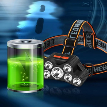 7 LED мощен LED челник USB акумулаторен Led фар Супер ярка челна лампа Водоустойчиво фенерче за работа на къмпинг