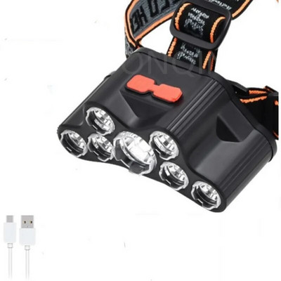 7 LED Snažna LED prednja svjetiljka USB punjiva LED prednja svjetiljka Super svijetla prednja svjetiljka Vodootporna svjetiljka za kampiranje Rad